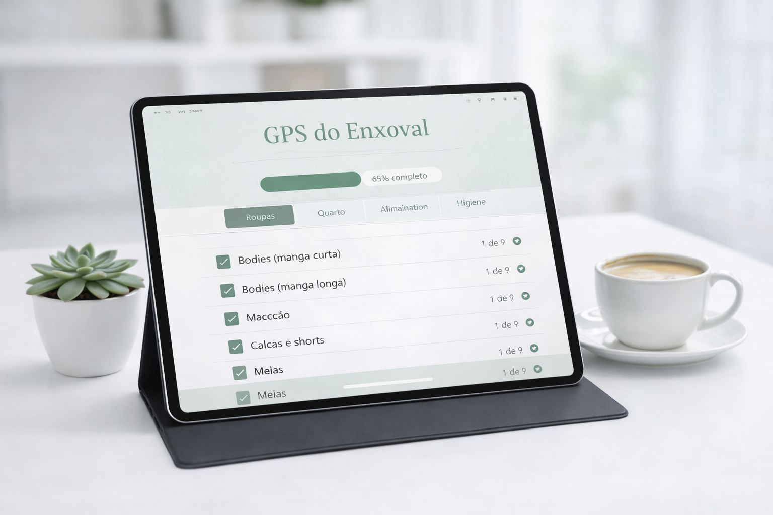 Sistema GPS do Enxoval - Interface inteligente de organização de enxoval