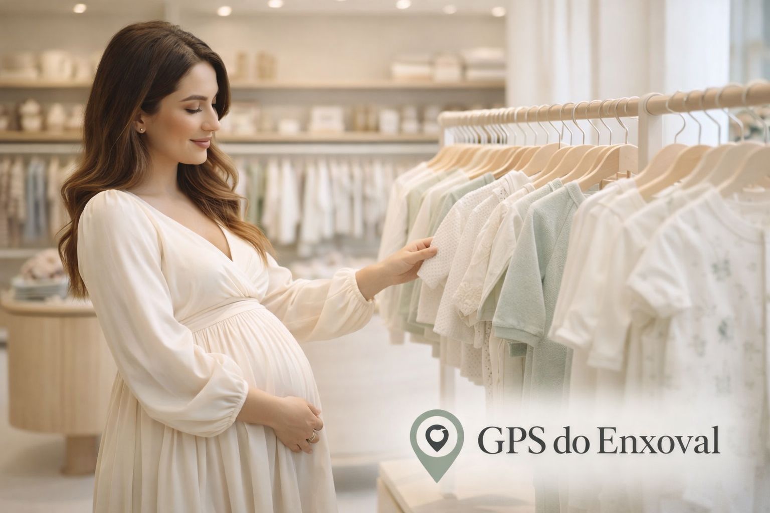 Mãe grávida confusa com enxoval desorganizado